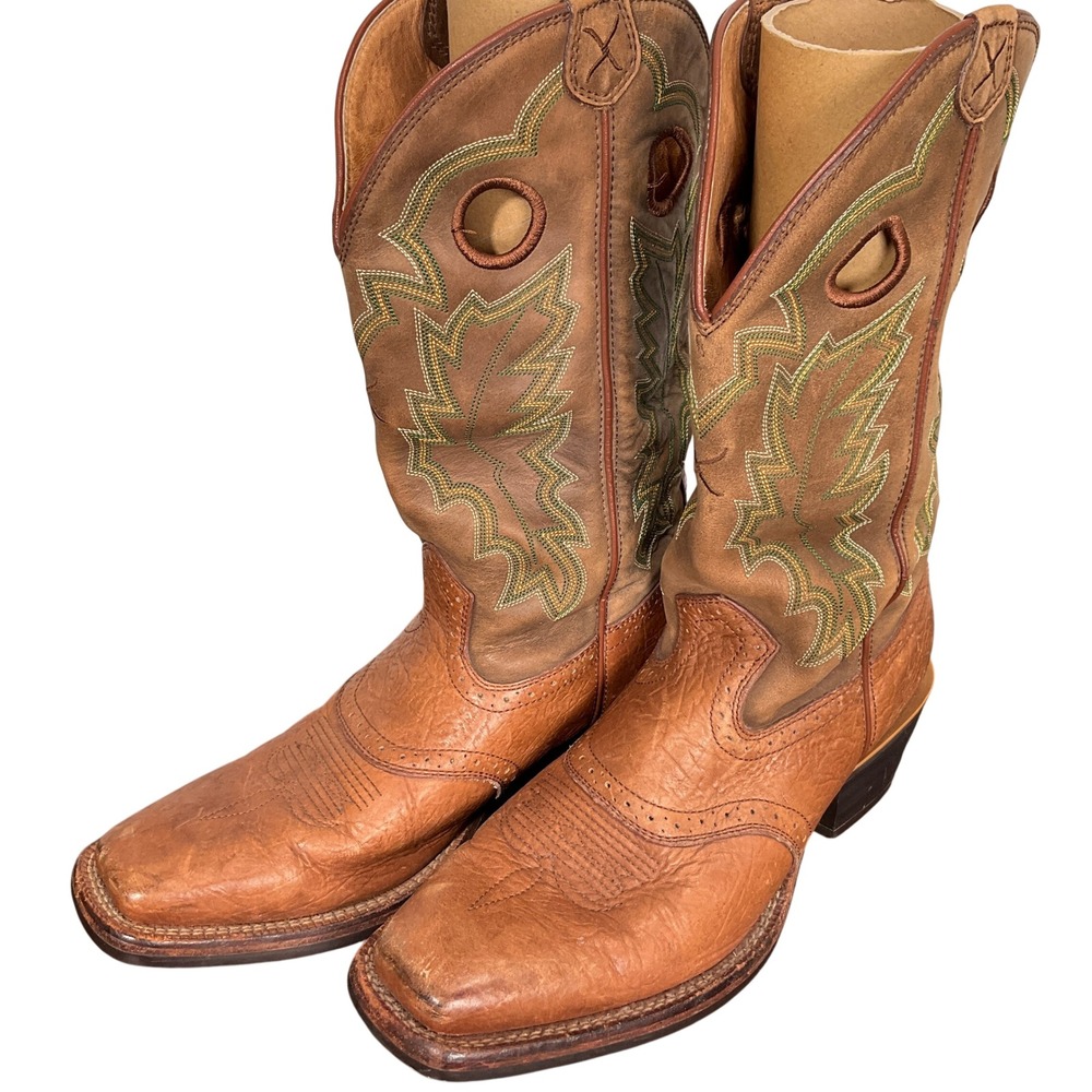 Twisted X Ruff Stock Boots Womens 8.5D Brown‎ Stitched Western Leather MRS0002